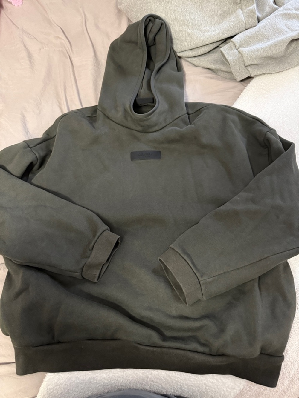 Fear of God Olive Green Hooded Sweatshirt - Minimal Logo